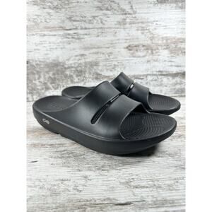 Men's OOFOS OOahh Black Recovery Slide Sandals Sz 9 Athletic Gym EUC!